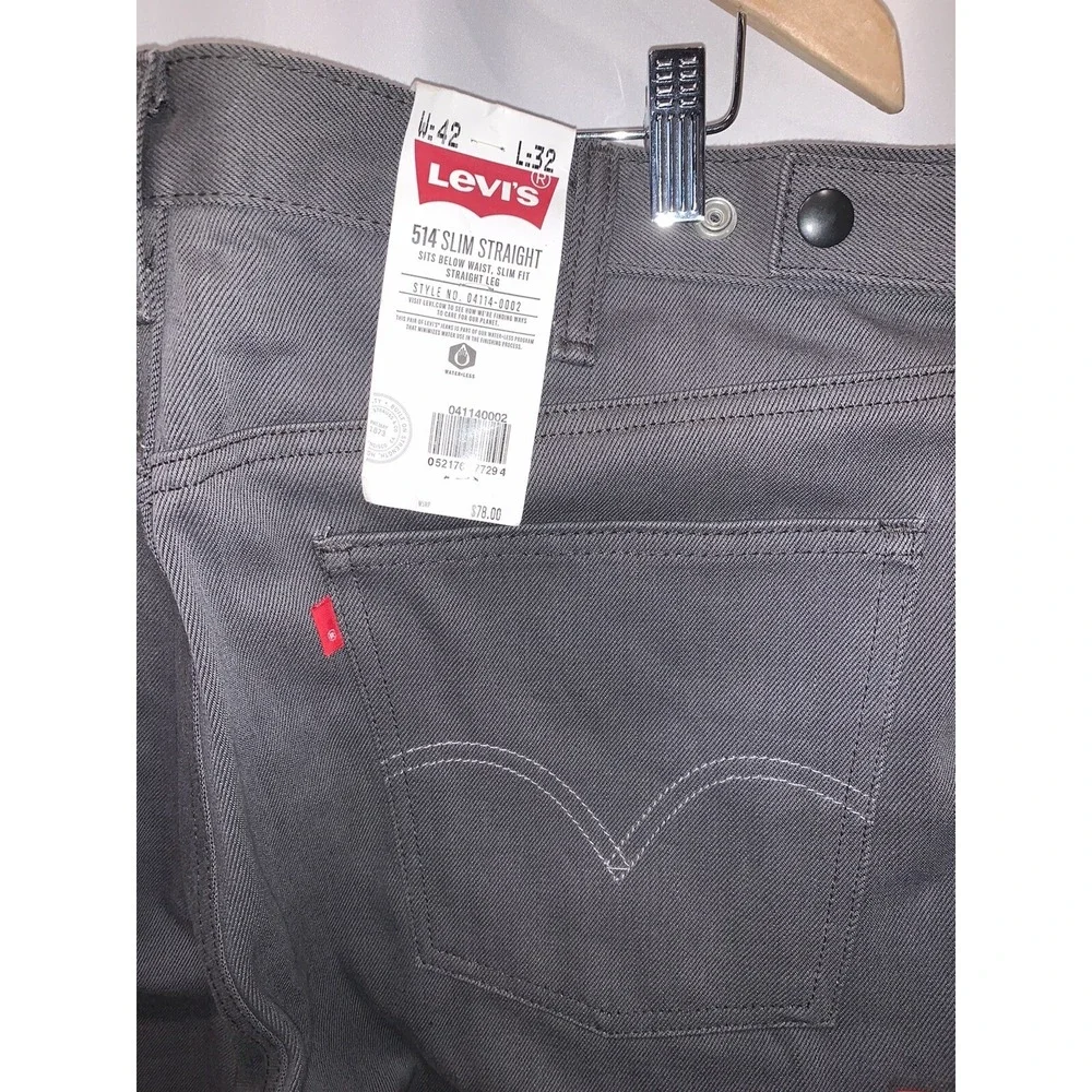 Vintage Levis 514 Rigid Slim Straight Blank Red Tab Work Pants Men's 42 X 32 🔥